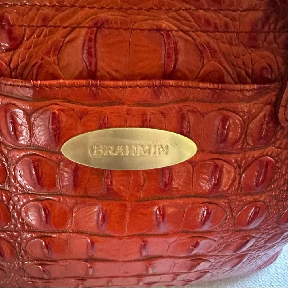 Brahmin Red Croc-Embossed Leather Tote - Picture 6 of 7